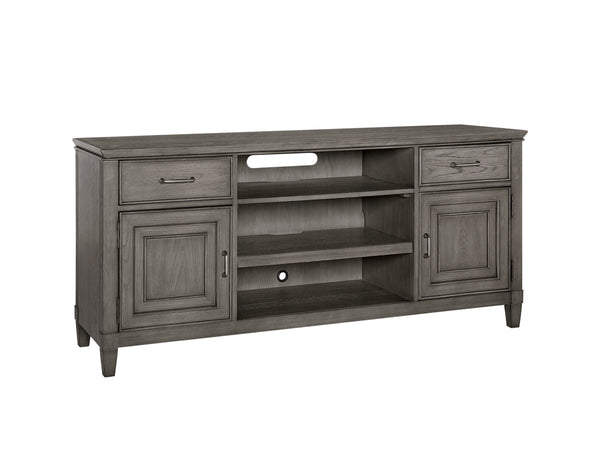 Newport 66" Stone Finish TV Console - Elegant Poplar & White Oak with Cable Management & Storage