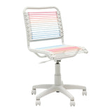 Bungie Low Back Office Chair in Blush/Blue Ombre with White Frame and Base