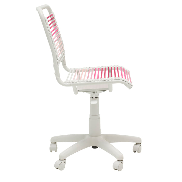Bungie Low Back Office Chair in Blush with White Frame and Base