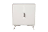 Alpine Furniture Flynn Small Bar Cabinet, White 966-W-17 White Mahogany Solids & Okoume Veneer 32 x 19 x 36