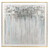 Contemporary 62x62 Abstract Canvas, Gray On Gold Frame