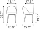 Zuo Modern Cozy 100% Polyester, Plywood, Steel Modern Commercial Grade Dining Chair Set - Set of 2 Cream, Gold 100% Polyester, Plywood, Steel