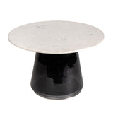 Sagebrook Home Contemporary Marble Top, 19"h Coffee Table Gls Base, Wht/blk 16569-06 Black/white Glass