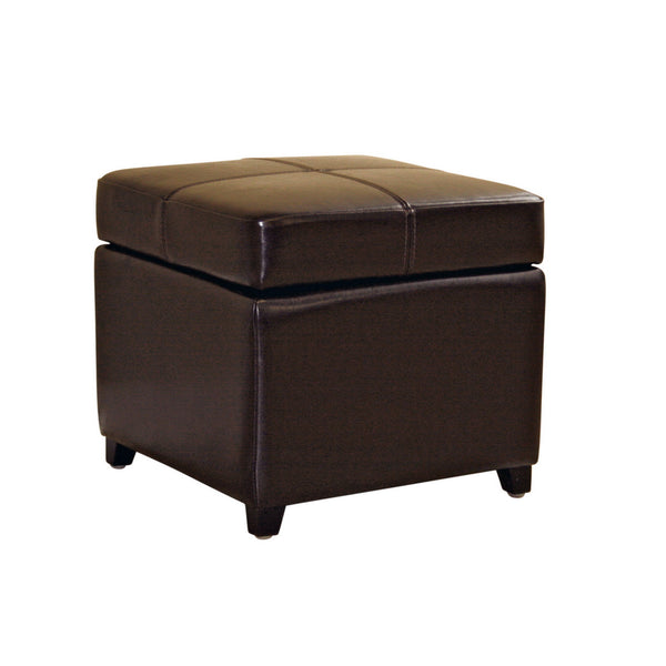 Baxton Studio Dark Brown Full Leather Storage Cube Ottoman