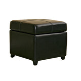 Baxton Studio Black Full Leather Storage Cube Ottoman 