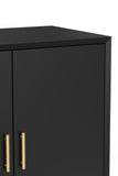 Alpine Furniture Flynn Small Bar Cabinet, Black 966BLK-17 Black Mahogany Solids & Veneer 32 x 19 x 36