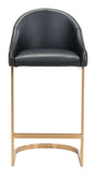 Zuo Modern Scott 100% Polyurethane, Plywood, Steel Modern Commercial Grade Counter Stool Black, Gold 100% Polyurethane, Plywood, Steel