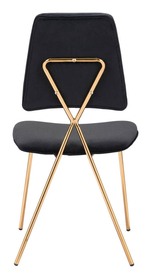 Zuo Modern Chloe 100% Polyester, Plywood, Steel Modern Commercial Grade Dining Chair Set - Set of 2 Black, Gold 100% Polyester, Plywood, Steel