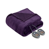 Heated Microlight to Berber Coastal 100% Polyester Solid Microlight to Berber Heated Blanket in Purple