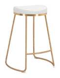 Zuo Modern Bree 100% Polyurethane, Plywood, Stainless Steel Modern Commercial Grade Counter Stool Set - Set of 2 White, Gold 100% Polyurethane, Plywood, Stainless Steel