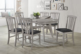 Summer Winds Round Dining Table - Elegant White-Gray Finish, Distressed Hardwood, 42-54