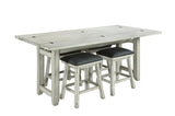 ECI Furniture Summer Winds Drop Leaf Counter Table, Sea Gull Gray White/Gray Hardwood solids and veneers