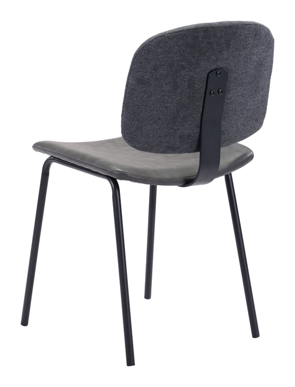 Zuo Modern Worcester 100% Polyester, 100% Polyurethane, Plywood, Steel Modern Commercial Grade Dining Chair Set - Set of 2 Gray, Black 100% Polyester, 100% Polyurethane, Plywood, Steel