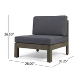 Brava Outdoor Modular Acacia Wood Sofa and Coffee Table Set with Cushions, Gray and Dark Gray Noble House