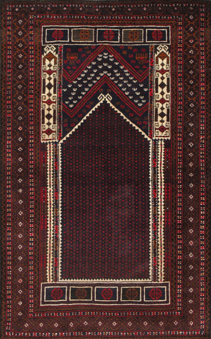 Pasargad Antique Balouch Collection Red Lamb's Wool Area Rug 043928-PASARGAD