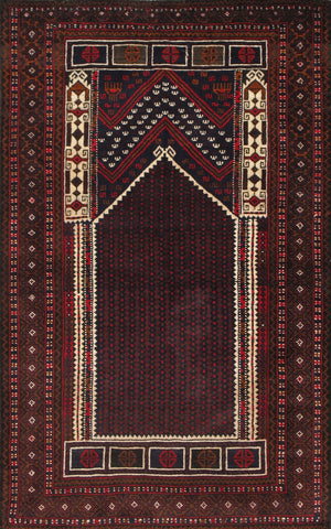 Pasargad Antique Balouch Collection Red Lamb's Wool Area Rug 043928-PASARGAD