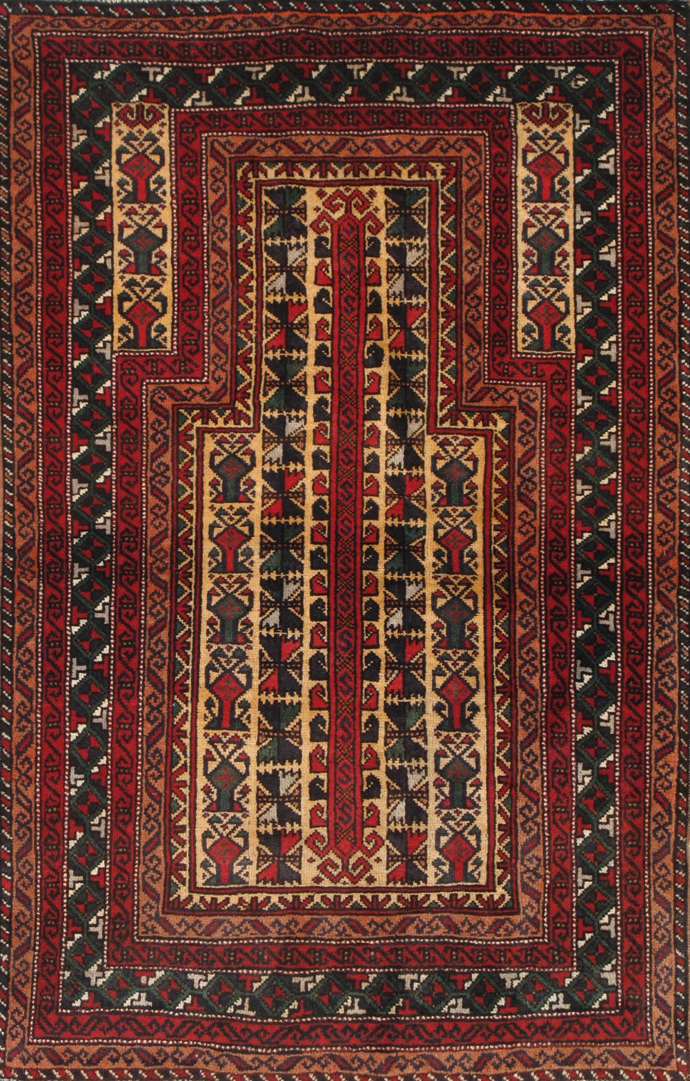 Pasargad Antique Balouch Collection Red Lamb's Wool Area Rug 043928-PASARGAD