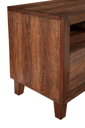 Trinidad TV Console in Toffee - Stylish Mahogany with Dovetail Drawers & Open Shelves for Storage