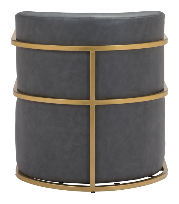 Zuo Modern Xander 100% Polyurethane, Plywood, Steel Modern Commercial Grade Accent Chair Gray, Gold 100% Polyurethane, Plywood, Steel