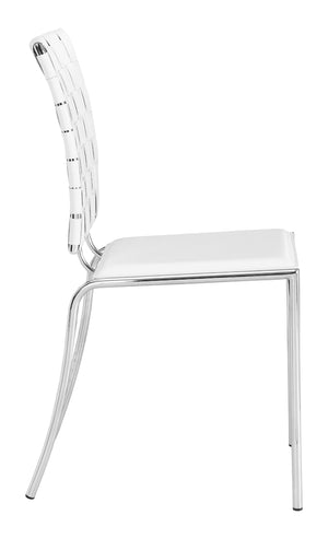 Zuo Modern Criss 100% Polyurethane, Steel Modern Commercial Grade Dining Chair Set - Set of 4 White, Chrome 100% Polyurethane, Steel