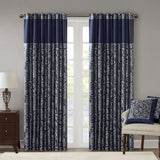 Aubrey Traditional Solid Faux Silk Jacquard Panel Pair