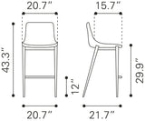 English Elm EE2647 100% Polyurethane, Plywood, Steel Modern Commercial Grade Bar Chair Set - Set of 2 Dark Gray, Black 100% Polyurethane, Plywood, Steel