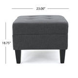 Zahra Contemporary Tufted Fabric Ottoman, Dark Gray and Dark Brown Noble House