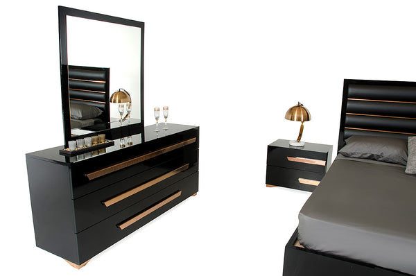 VIG Furniture Nova Domus Romeo Italian Modern Black & Rosegold Mirror VGACROMEO-MIR