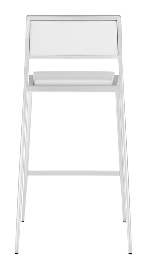 Zuo Modern Dolemite 100% Polyurethane, Plywood, Stainless Steel Modern Commercial Grade Counter Stool Set - Set of 2 White, Silver 100% Polyurethane, Plywood, Stainless Steel