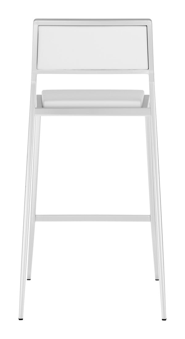 Zuo Modern Dolemite 100% Polyurethane, Plywood, Stainless Steel Modern Commercial Grade Counter Stool Set - Set of 2 White, Silver 100% Polyurethane, Plywood, Stainless Steel
