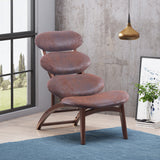Gault Retro Reclining Microfiber Accent Chair, Brown and Walnut Noble House