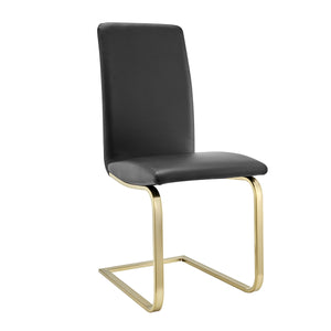 Cinzia Dining Chair in Black with Matte Brushed Gold Legs - Set of 2