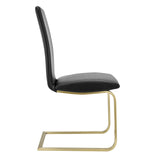 Cinzia Dining Chair in Black with Matte Brushed Gold Legs - Set of 2