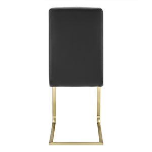 Cinzia Dining Chair in Black with Matte Brushed Gold Legs - Set of 2