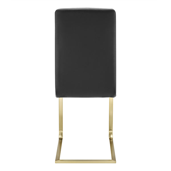 Cinzia Dining Chair in Black with Matte Brushed Gold Legs - Set of 2