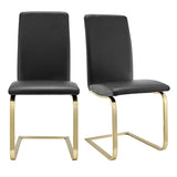 Cinzia Dining Chair in Black with Matte Brushed Gold Legs - Set of 2