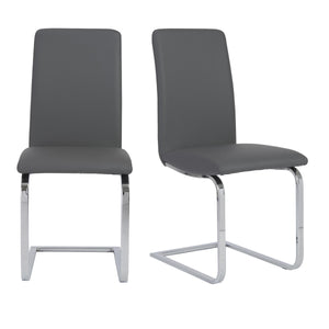 Cinzia Dining Chair in Gray with Chrome Legs - Set of 2