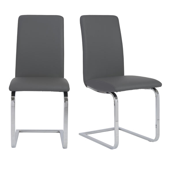 Cinzia Dining Chair in Gray with Chrome Legs - Set of 2