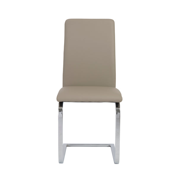 Cinzia Dining Chair in Taupe with Chrome Legs - Set of 2
