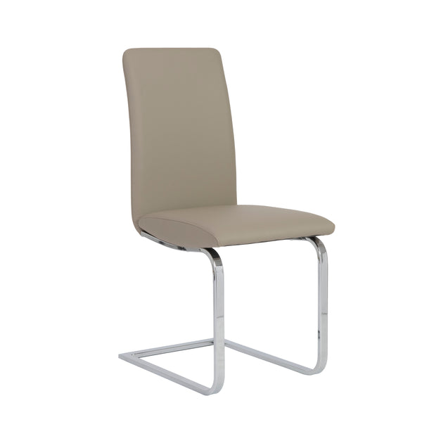 Cinzia Dining Chair in Taupe with Chrome Legs - Set of 2
