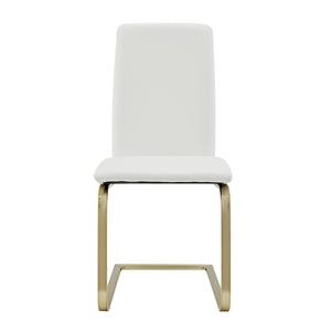 Cinzia Dining Chair in White with Matte Brushed Gold Legs - Set of 2