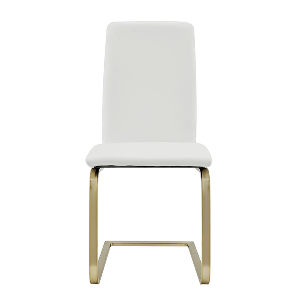 Cinzia Dining Chair in White with Matte Brushed Gold Legs - Set of 2