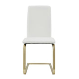 Cinzia Dining Chair in White with Matte Brushed Gold Legs - Set of 2