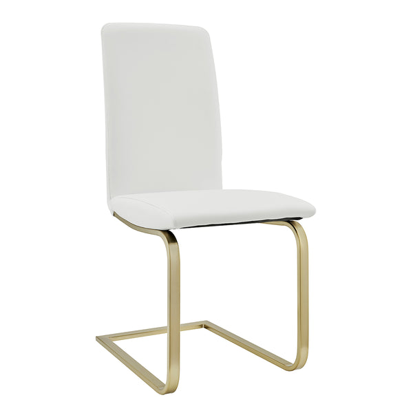 Cinzia Dining Chair in White with Matte Brushed Gold Legs - Set of 2