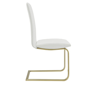 Cinzia Dining Chair in White with Matte Brushed Gold Legs - Set of 2