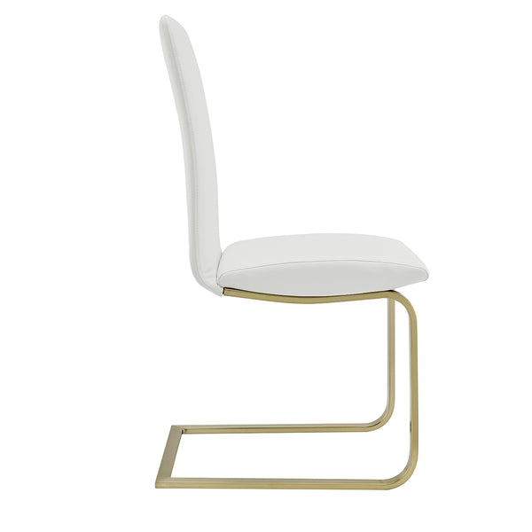Cinzia Dining Chair in White with Matte Brushed Gold Legs - Set of 2