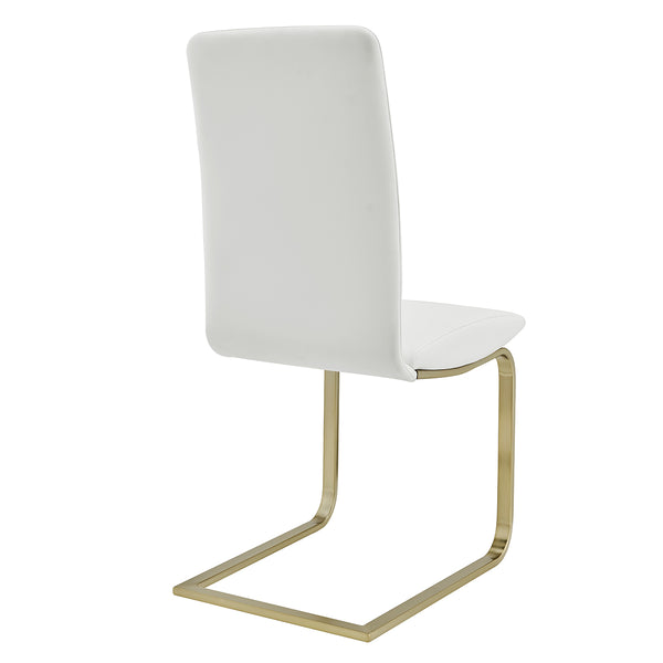Cinzia Dining Chair in White with Matte Brushed Gold Legs - Set of 2