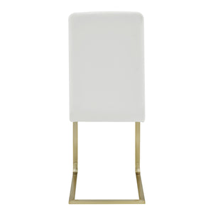 Cinzia Dining Chair in White with Matte Brushed Gold Legs - Set of 2