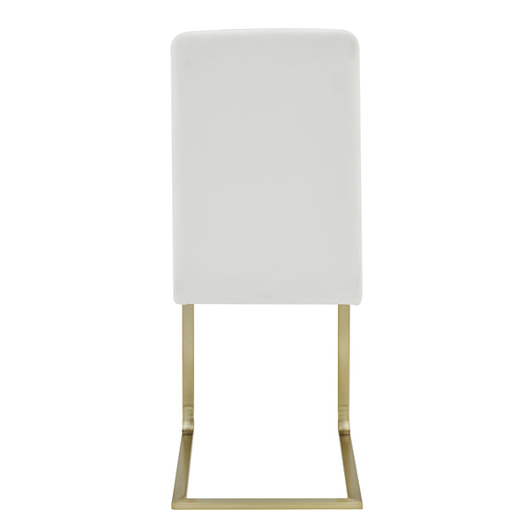 Cinzia Dining Chair in White with Matte Brushed Gold Legs - Set of 2