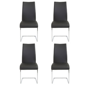 Epifania Dining Chair in Black with Chrome Legs - Set of 4